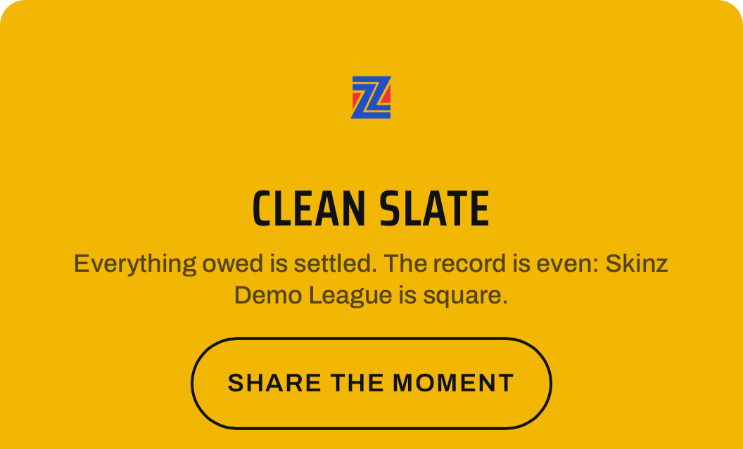 The Clean Slate card, everything owed is settled and the league is square